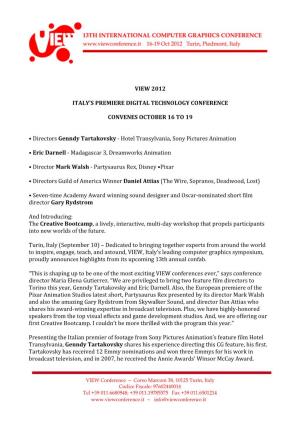 VIEW Press Release September 2012