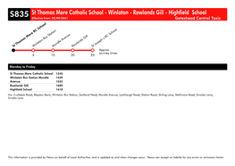 St Thomas More Catholic School - Winlaton - Rowlands Gill - Highfield School Effective From: 01/09/2021 Gateshead Central Taxis