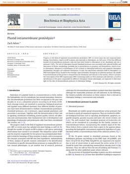 Plastid Intramembrane Proteolysis☆