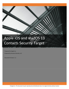 Apple Ios and Ipados 13 Contacts Security Target