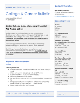 College & Career Bulletin