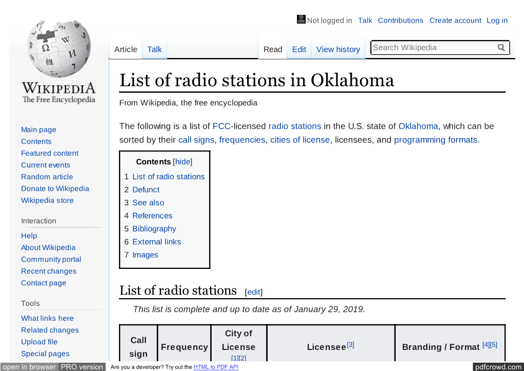 List of Radio Stations in Oklahoma