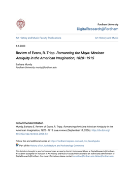 Mexican Antiquity in the American Imagination, 1820–1915&lt;/I&gt;