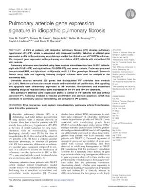 Pulmonary Arteriole Gene Expression Signature in Idiopathic Pulmonary Fibrosis