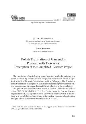 Polish Translation of Gassendi's Polemic with Descartes