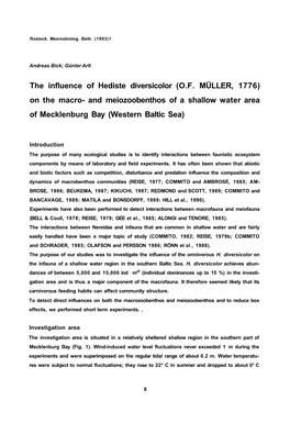 The Influence of Hediste Diversicolor (O.F