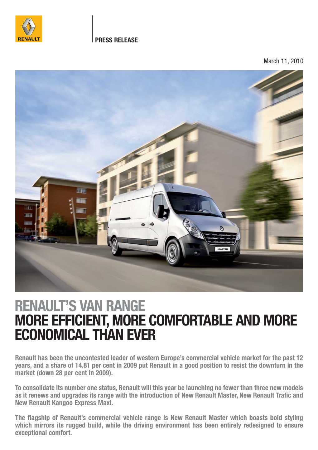 Renault's Van Range More Efficient, More Comfortable and More Economical Than Ever