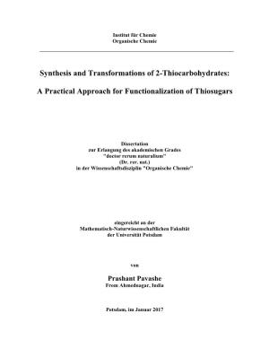 Synthesis and Transformations of 2-Thiocarbohydrates : a Practical