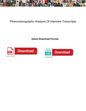 Phenomenographic Analysis of Interview Transcripts