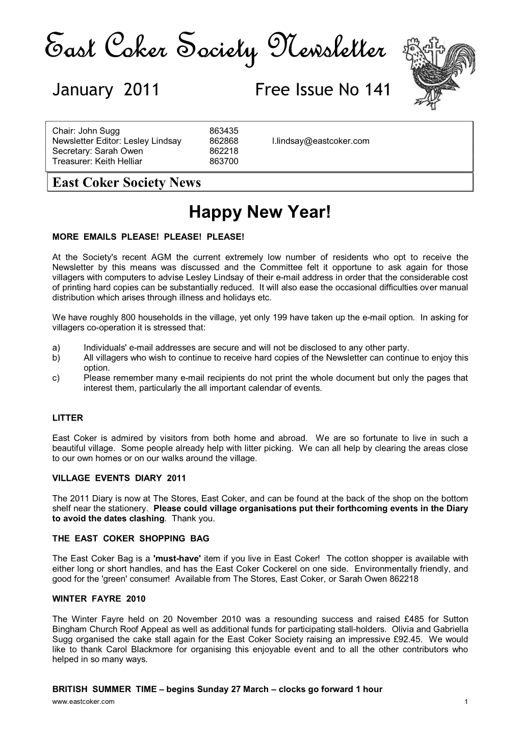 East Coker Society Newsletter January 2011