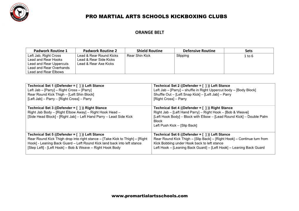 Pro Martial Arts Schools Kickboxing Clubs Orange Belt