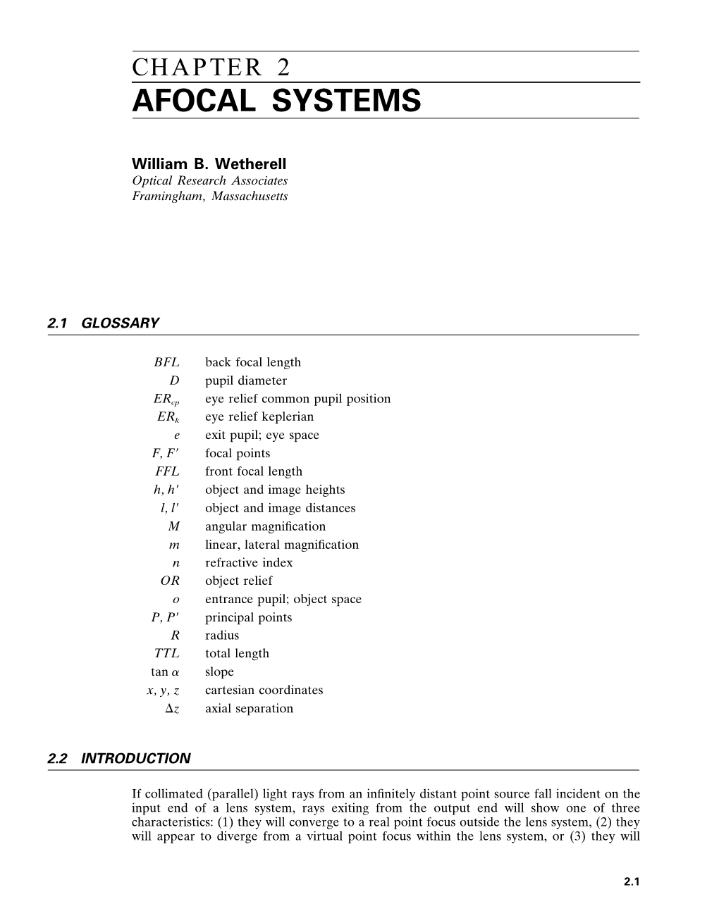 Chapter 2 Afocal Systems