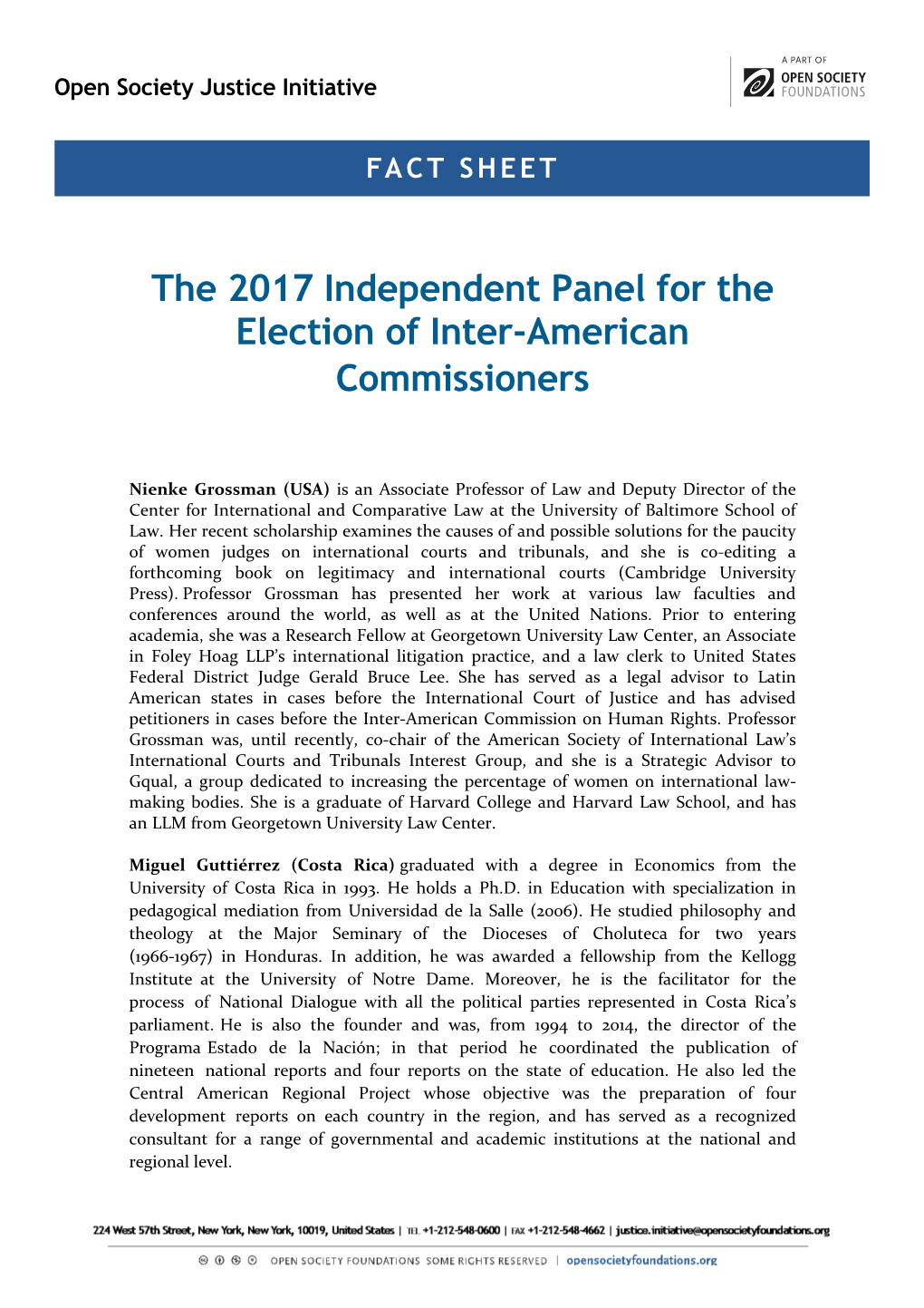 The 2017 Independent Panel for the Election of Inter-American Commissioners