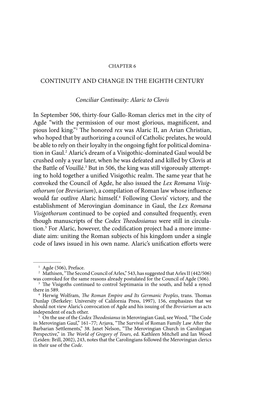 CONTINUITY and CHANGE in the EIGHTH CENTURY Conciliar