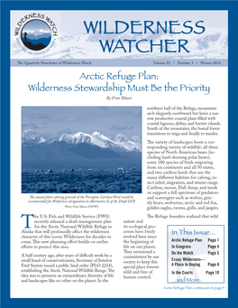 Winter 2012 Arctic Refuge Plan: Wilderness Stewardship Must Be the Priority by Fran Mauer