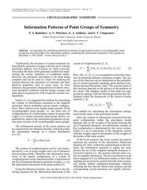 ∑ Information Patterns of Point Groups of Symmetry