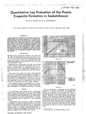 Quantitative Log Evaluation of the Prairie Evaporite Formation in Saskatchewan