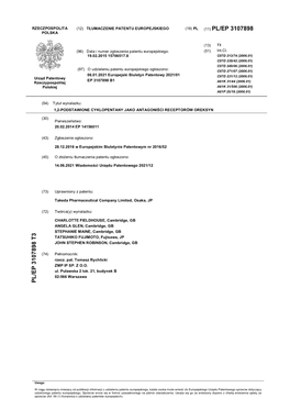 Tłumaczenie Patentu Europejskiego (19) Pl (11) Pl/Ep 3107898 Polska