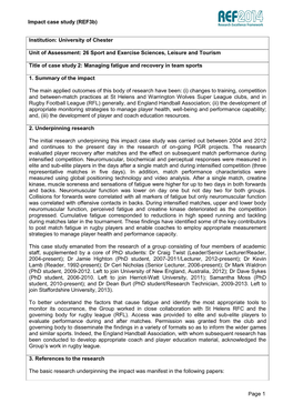 Impact Case Study (Ref3b) Page 1 Institution: University of Chester