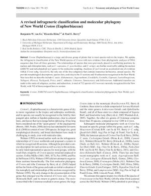 A Revised Infrageneric Classification and Molecular Phylogeny of New World Croton (Euphorbiaceae)