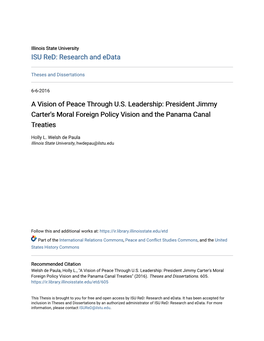 President Jimmy Carter's Moral Foreign Policy Vision and the Panama Canal Treaties