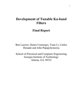 Development of Tunable Ka-Band Filters