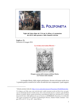 Il Polifoneta N. 074 (La Storia Dei Nobili Manin)