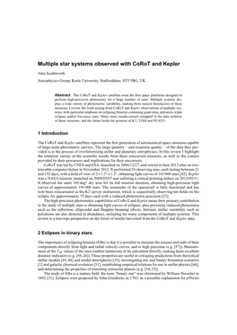 Multiple Star Systems Observed with Corot and Kepler