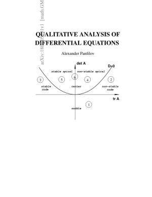 Qualitative Analysis of Differential Equations