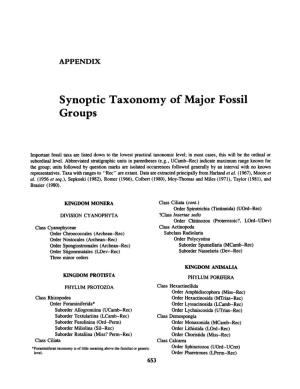 Synoptic Taxonomy of Major Fossil Groups