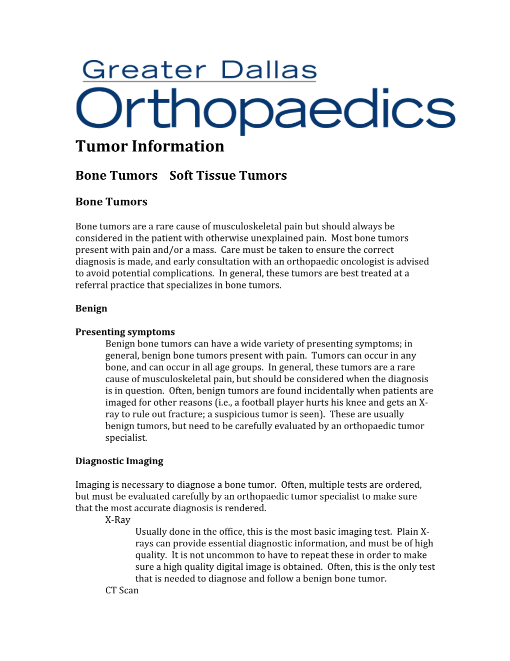 Musculoskeletal Tumor Information