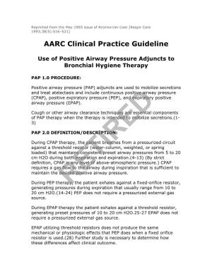 Use of Positive Airway Pressure Adjuncts to Bronchial Hygiene Therapy