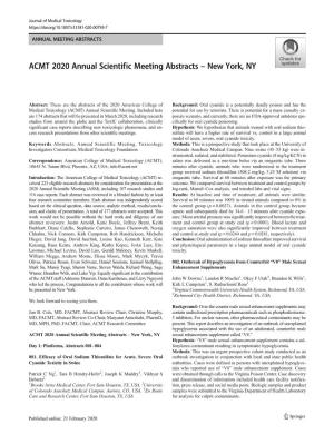 ACMT 2020 Annual Scientific Meeting Abstracts – New York, NY