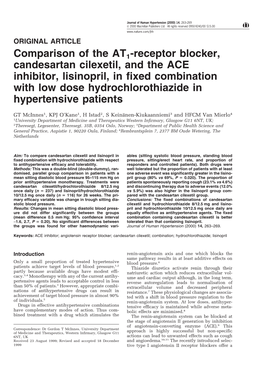 Comparison of the AT1-Receptor Blocker, Candesartan Cilexetil, And