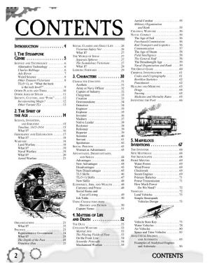 Table of Contents, Introduction, the Steampunk Genre and the Spirit of The