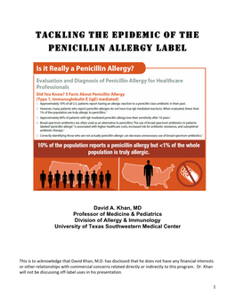 Tackling the Epidemic of the Penicillin Allergy Label