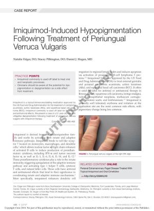 Imiquimod-Induced Hypopigmentation Following Treatment of Periungual Verruca Vulgaris