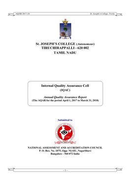 620 002 TAMIL NADU Internal Quality Assurance Cell