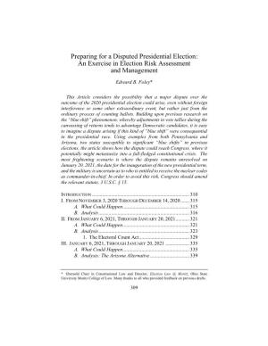 Preparing for a Disputed Presidential Election: an Exercise in Election Risk Assessment and Management