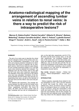 Anatomo-Radiological Mapping of the Arrangement of Ascending Lumbar Veins in Relation to Renal Veins: Is There a Way to Predict the Risk of Intraoperative Lesions?