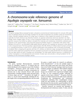 A Chromosome-Scale Reference Genome of Aquilegia Oxysepala Var