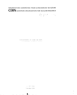 C E R N European Organization for Nuclear Research