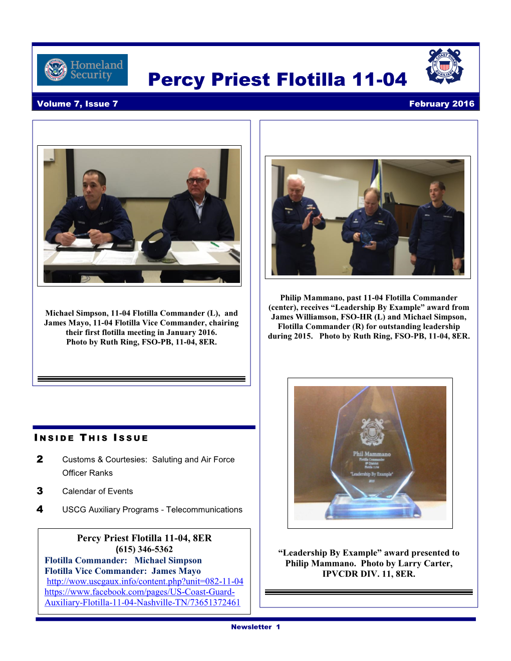 Percy Priest Flotilla 11-04 Volume 7, Issue 7 February 2016
