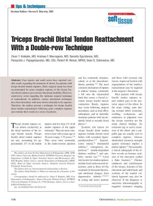 Triceps Brachii Distal Tendon Reattachment with a Double-Row Technique