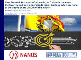 New Brunswickers Most Often Say Brian Gallant Is the Most Trustworthy and Best Understands Them, but Four in Ten Say None of the Above Or Are Unsure of the Leaders