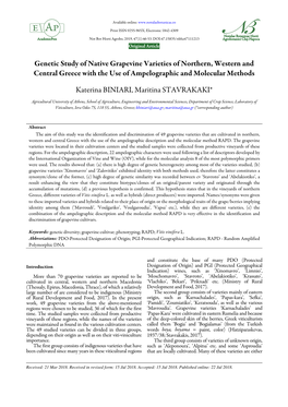 Genetic Study of Native Grapevine Varieties of Northern, Western and Central Greece with the Use of Ampelographic and Molecular Methods