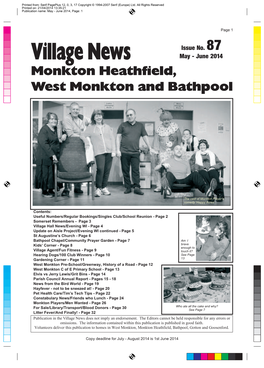 May - June 2014 Monkton Heathfield, West Monkton and Bathpool