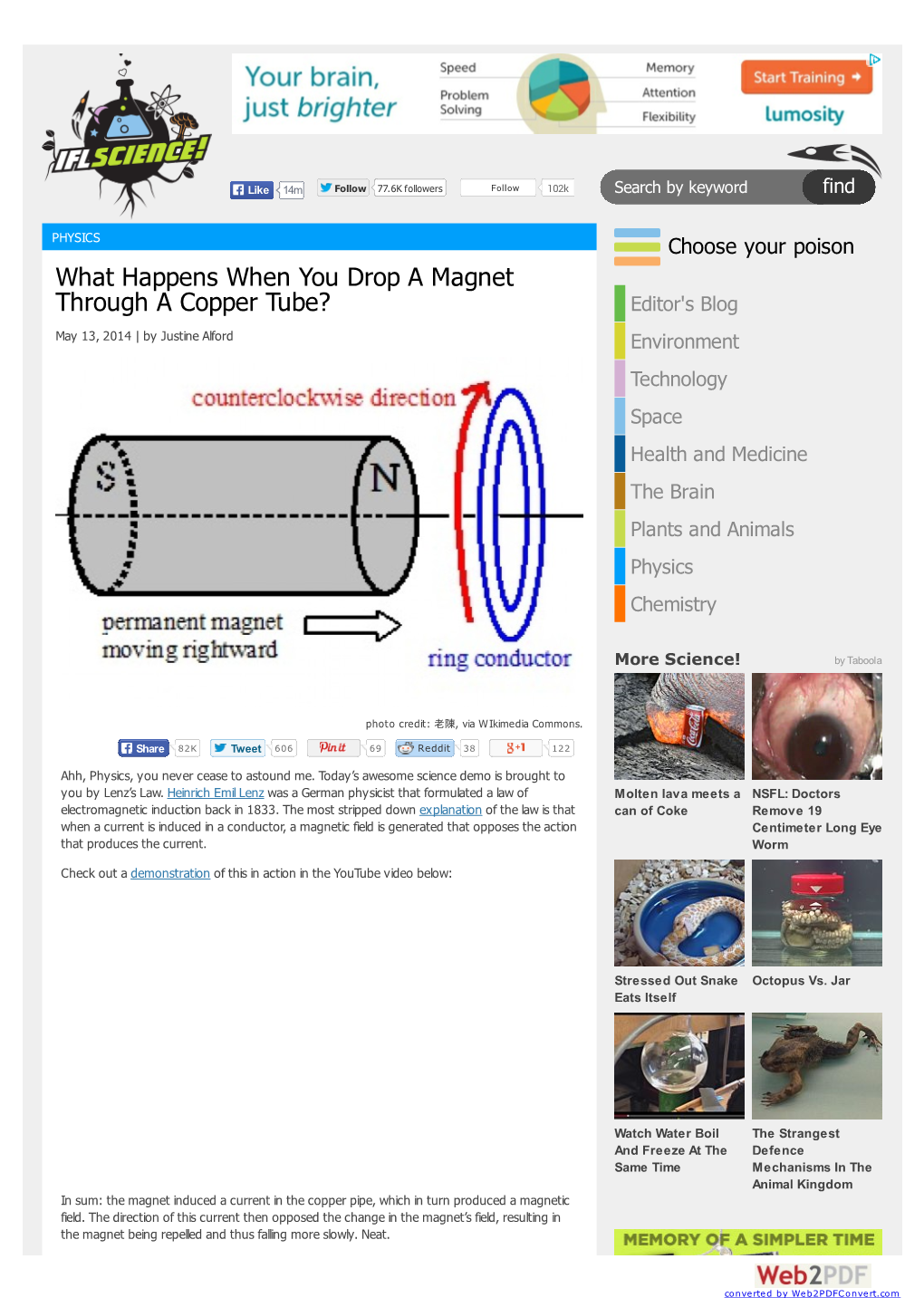 What Happens When You Drop a Magnet Through a Copper Tube? | I Fucking Love Science