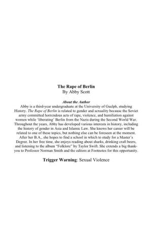 The Rape of Berlin by Abby Scott Trigger Warning: Sexual Violence
