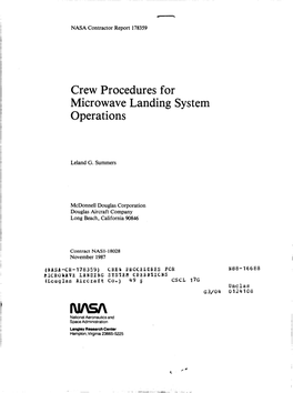 Crew Procedures for Microwave Landing System Operations